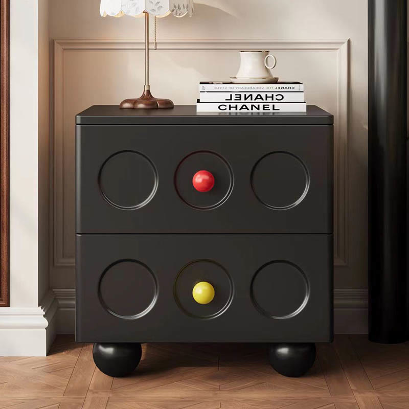 Mid-Century Solid Wood Nightstand Painted Storage Cabinet