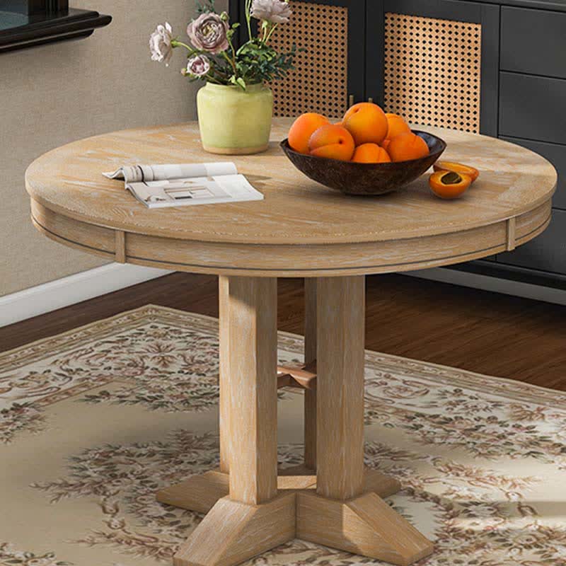 Farmhouse Extendable Round Dining Table 42-58