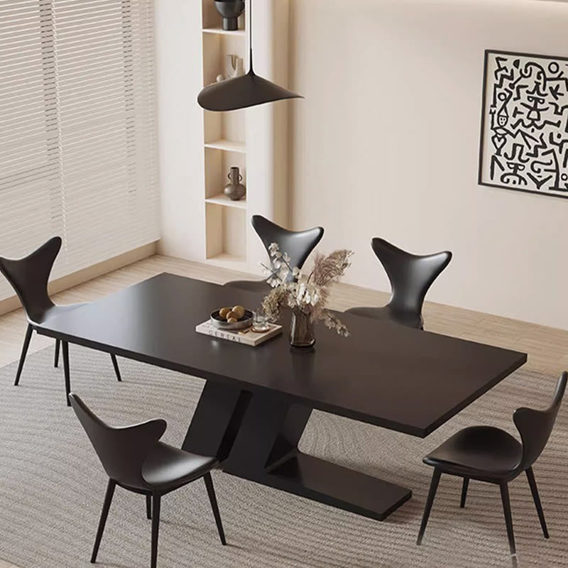 Modern Kitchen Black Z-Shaped Large Size Dining Table