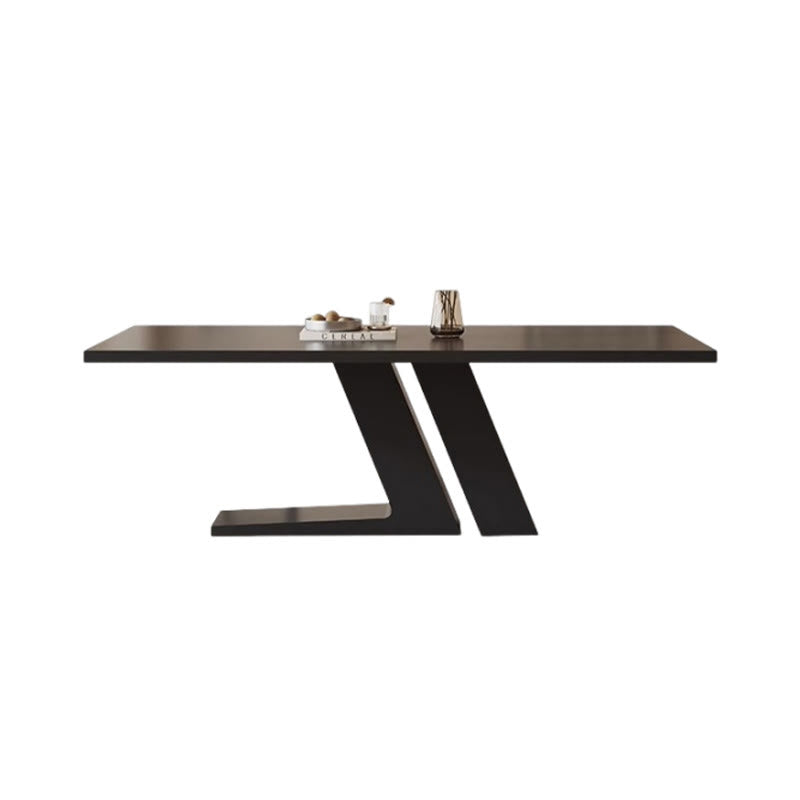 Modern Kitchen Black Z-Shaped Large Size Dining Table