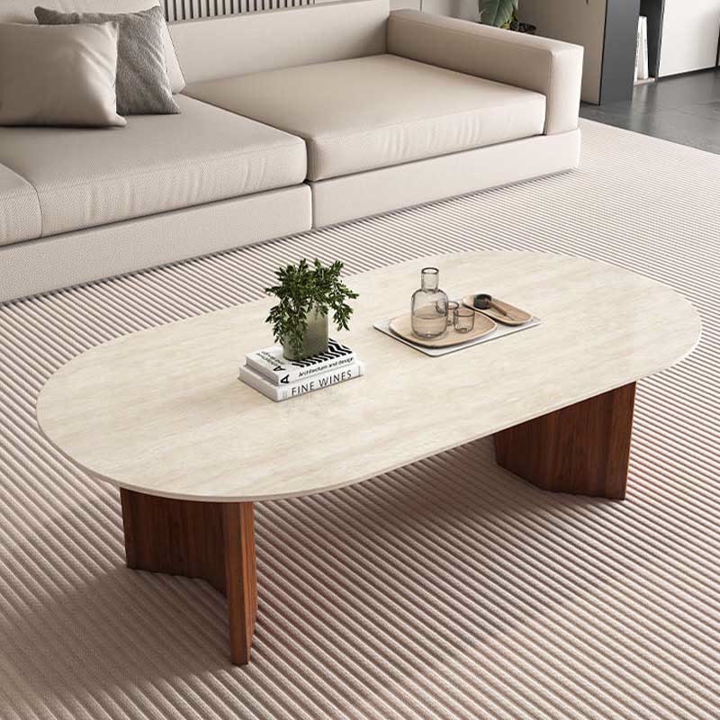 Slate Oval Walnut Coffee Table