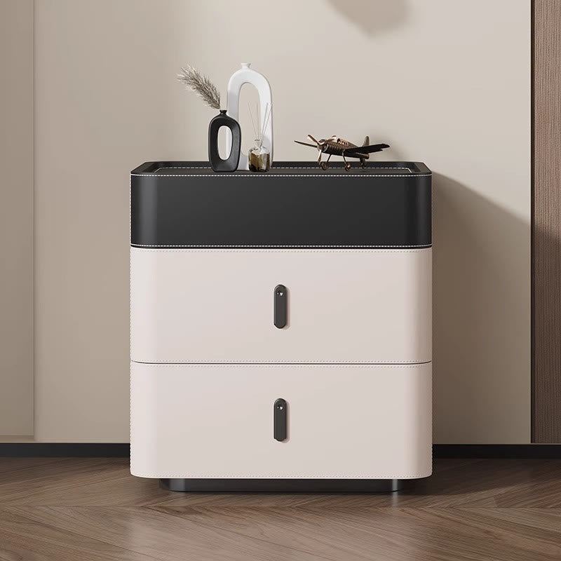 Premium Saddle Leather Rounded Edges Nightstand