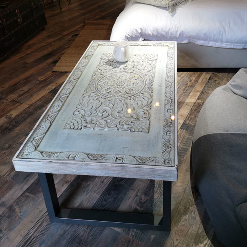 Solid Wood Vintage Carved Coffee Table
