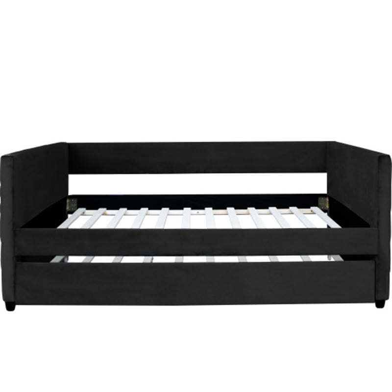 Black Velvet Upholstered Double Sofa Bed