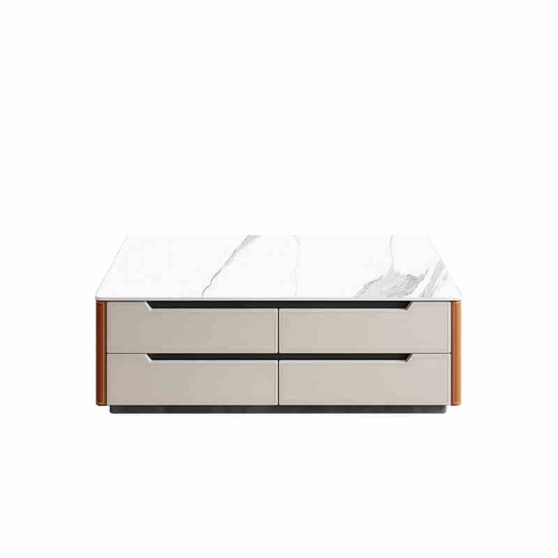 Orange Solid Wood Saddle Leather Coffee Table