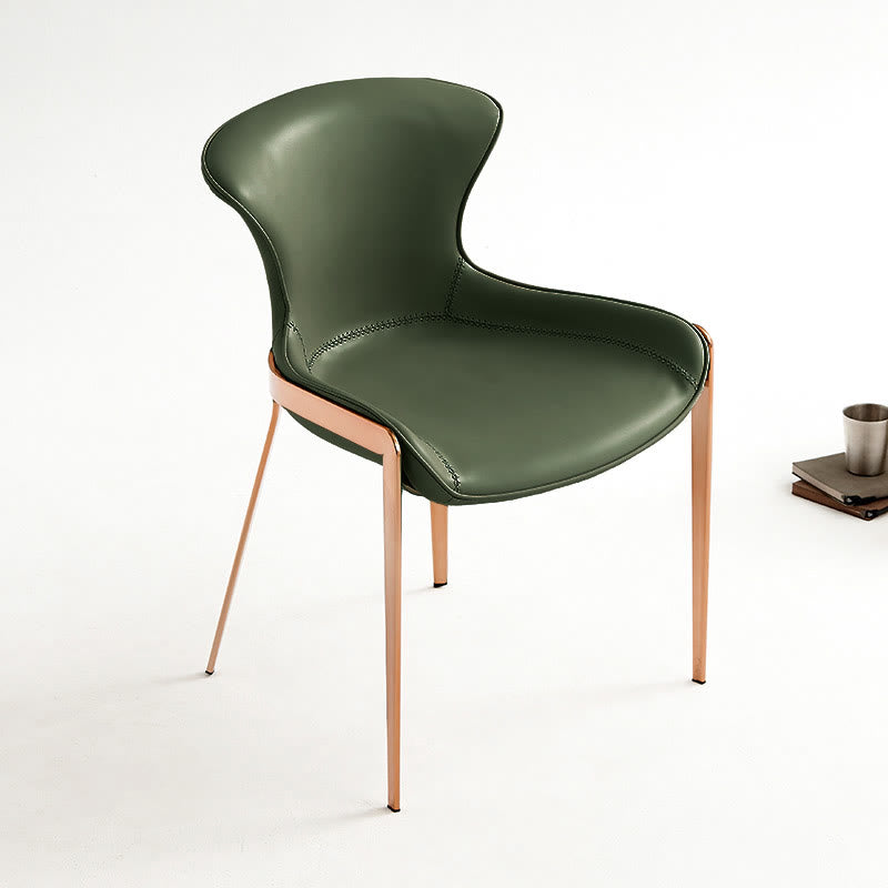 1x/2x Saddle Leather Simple Dining Chair With Armrests