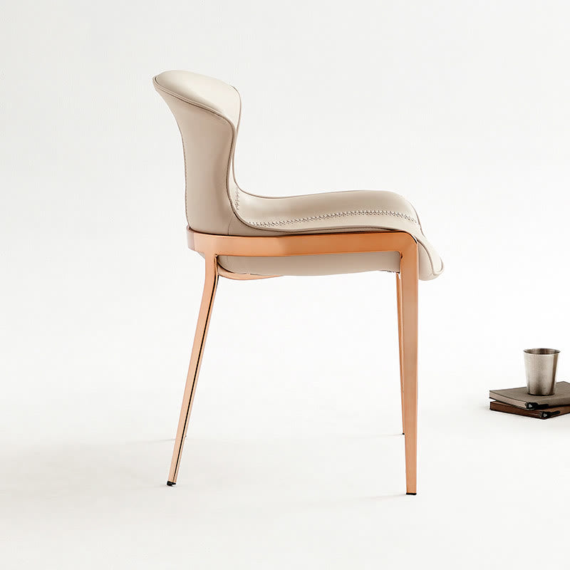 1x/2x Saddle Leather Simple Dining Chair With Armrests