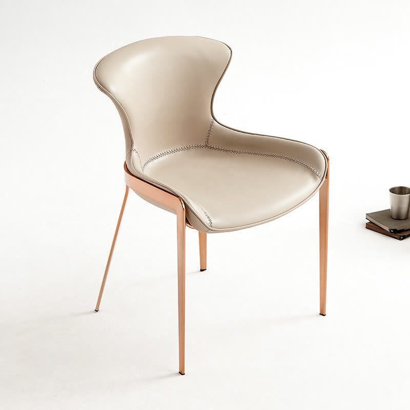 1x/2x Saddle Leather Simple Dining Chair With Armrests