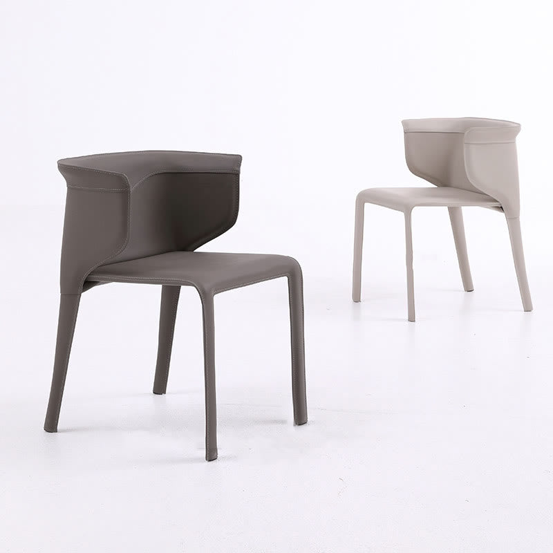 1x/2x Modern Curved Wrap-around Saddle Leather Dining Chair