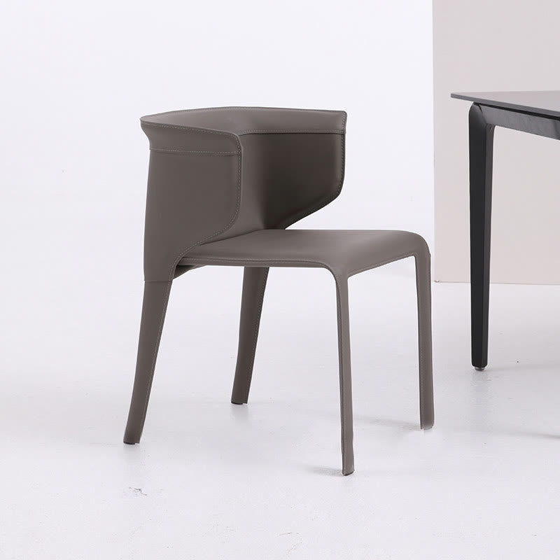 1x/2x Modern Curved Wrap-around Saddle Leather Dining Chair
