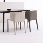 1x/2x Modern Curved Wrap-around Saddle Leather Dining Chair