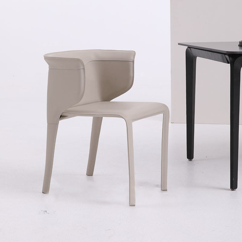 1x/2x Modern Curved Wrap-around Saddle Leather Dining Chair