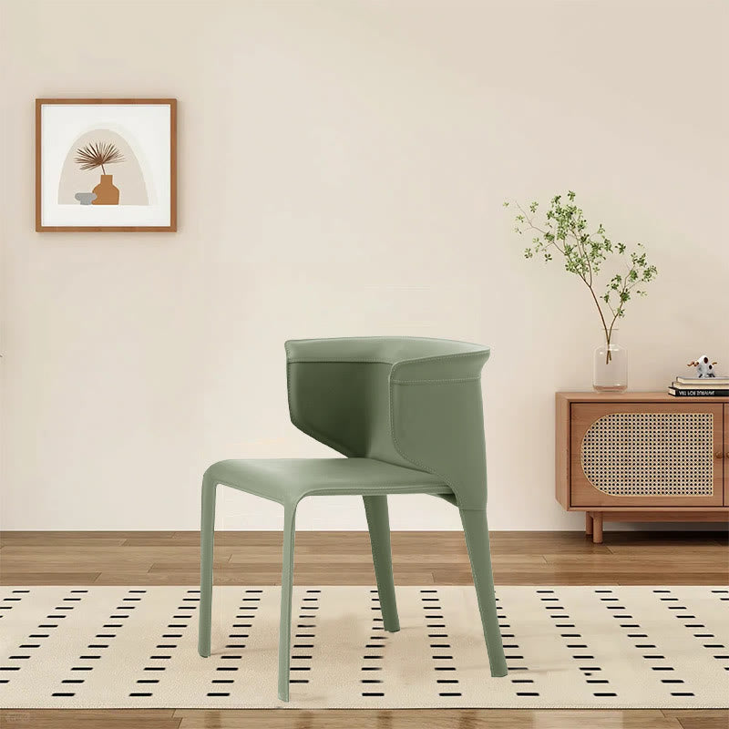 1x/2x Modern Curved Wrap-around Saddle Leather Dining Chair