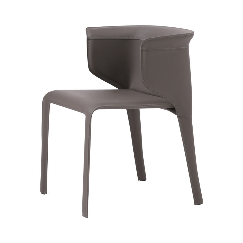 1x/2x Modern Curved Wrap-around Saddle Leather Dining Chair