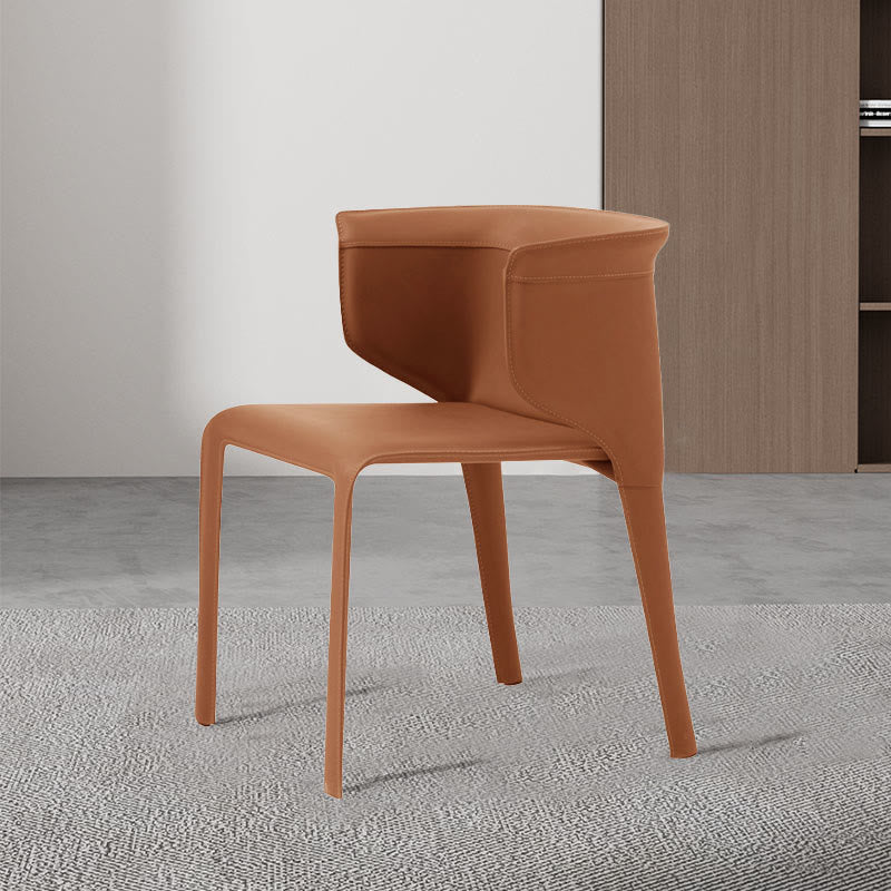 1x/2x Modern Curved Wrap-around Saddle Leather Dining Chair