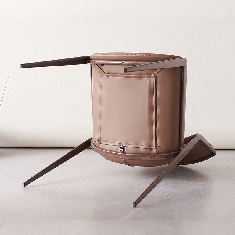 1x/2x Saddle Leather Living Room Backrest Dining Chair