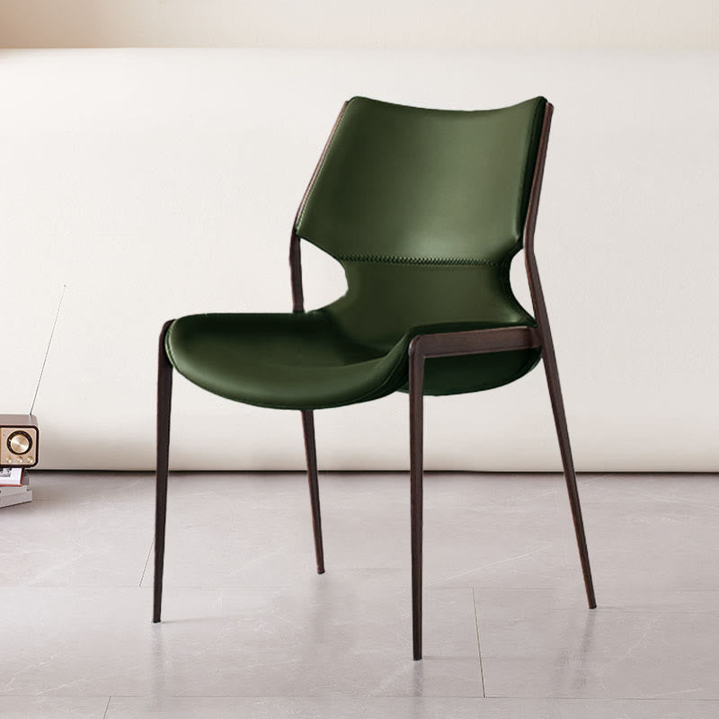 1x/2x Saddle Leather Living Room Backrest Dining Chair