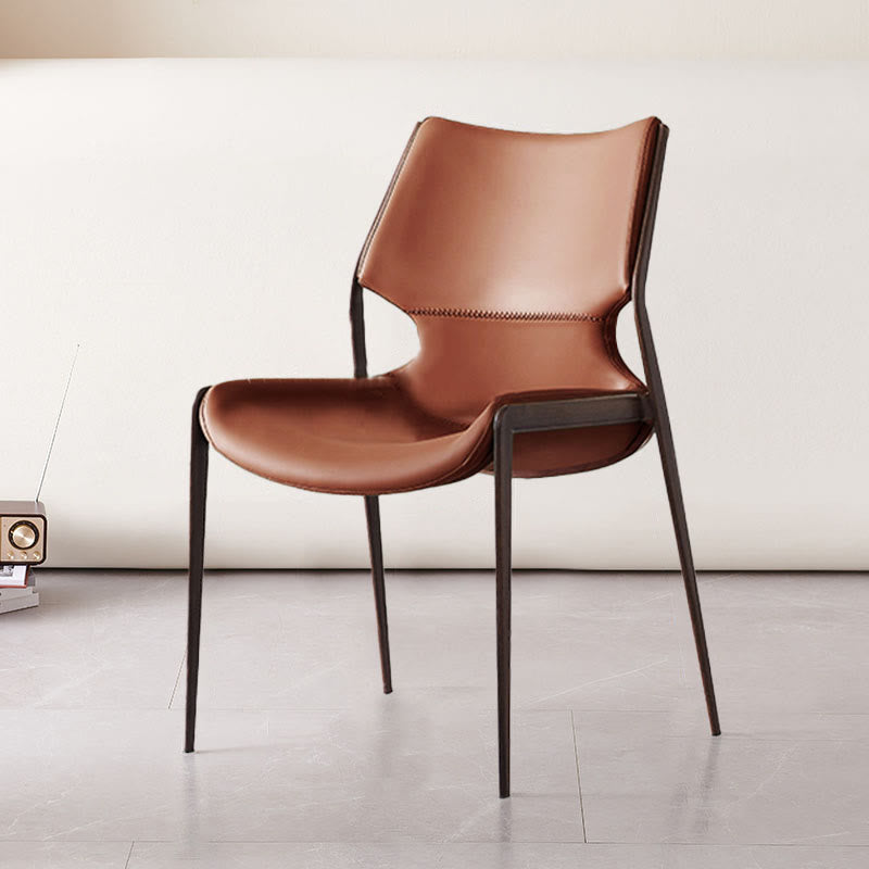 1x/2x Saddle Leather Living Room Backrest Dining Chair