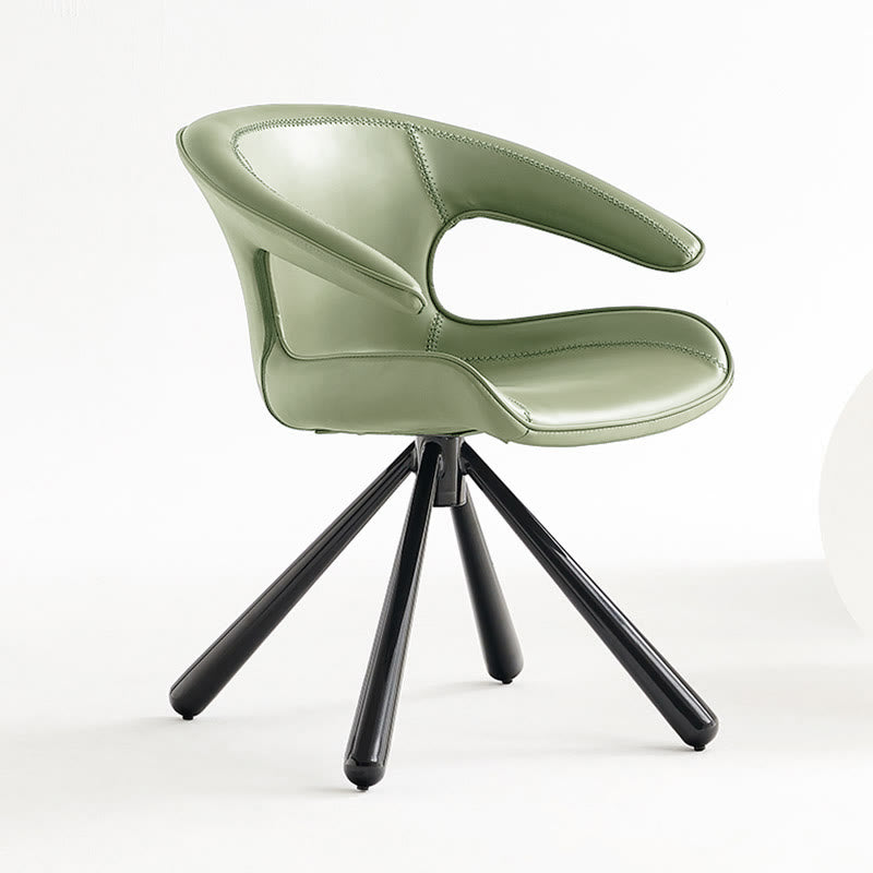 1x/2x Modern Swivel Saddle Leather Dining Chair With Armrests