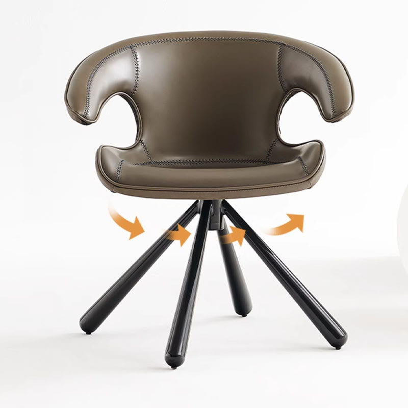 1x/2x Modern Swivel Saddle Leather Dining Chair With Armrests
