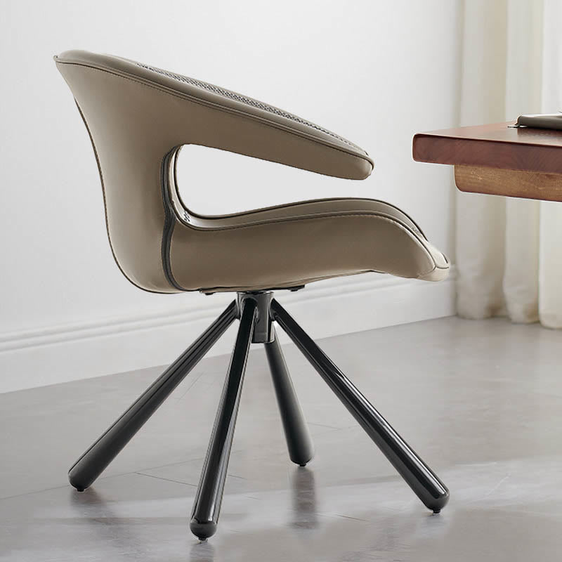 1x/2x Modern Swivel Saddle Leather Dining Chair With Armrests