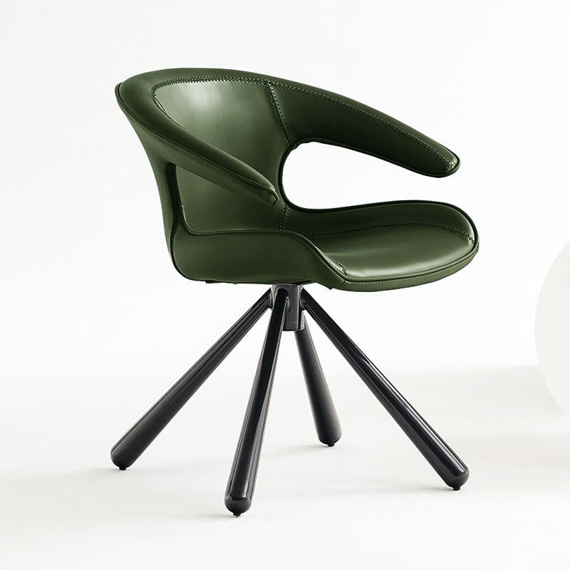 1x/2x Modern Swivel Saddle Leather Dining Chair With Armrests