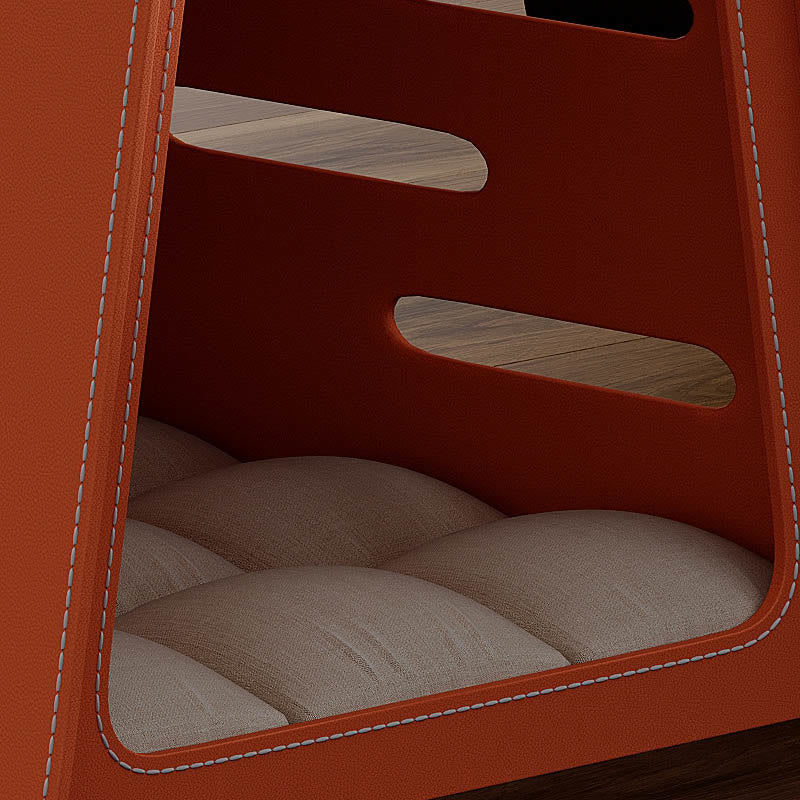 Orange Saddle Leather Cat Bed Side Table