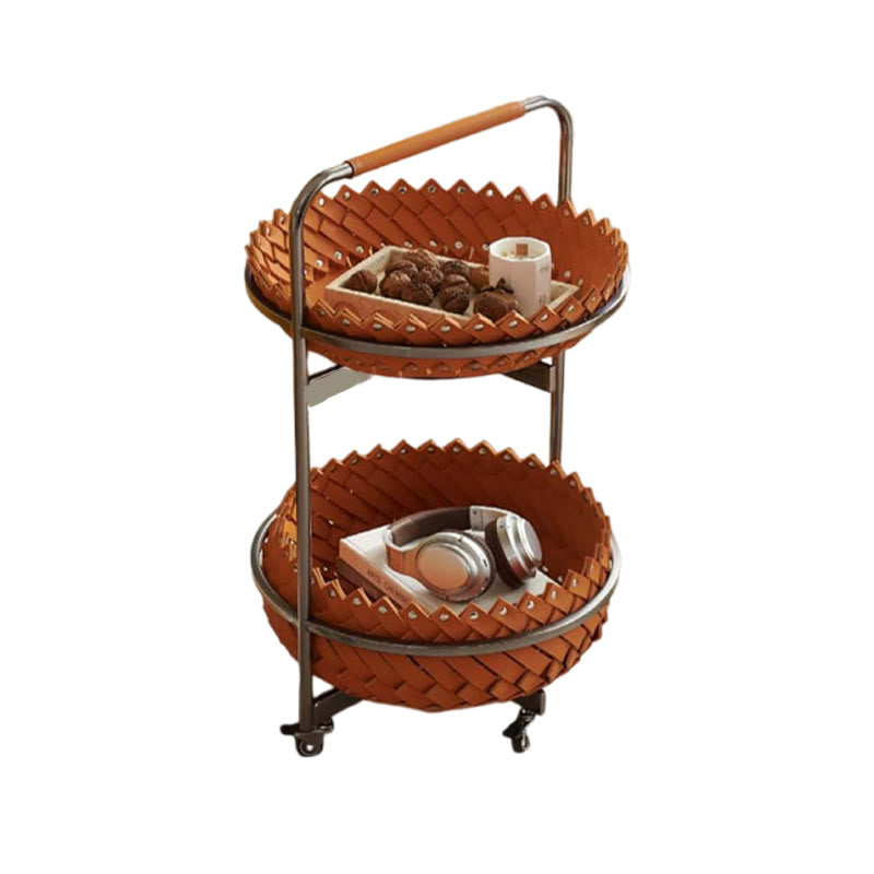 Simple Saddle Leather Mobile Side Table