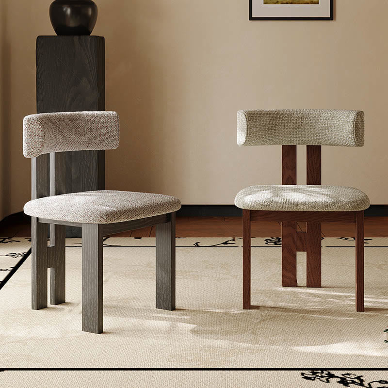1x/2x Mid-century Linen Solid Wood Dining Chairs
