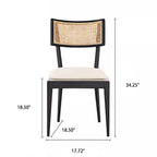 1x/2x Mid-century Solid Wood Rattan Dining Chair