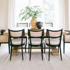 1x/2x Mid-century Solid Wood Rattan Dining Chair