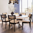 1x/2x Mid-century Solid Wood Rattan Dining Chair