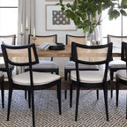 1x/2x Mid-century Solid Wood Rattan Dining Chair