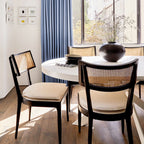 1x/2x Mid-century Solid Wood Rattan Dining Chair