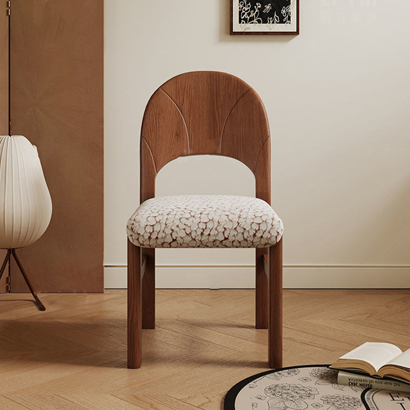 1x/2x Retro Style Solid Wood Backrest Dining Chair