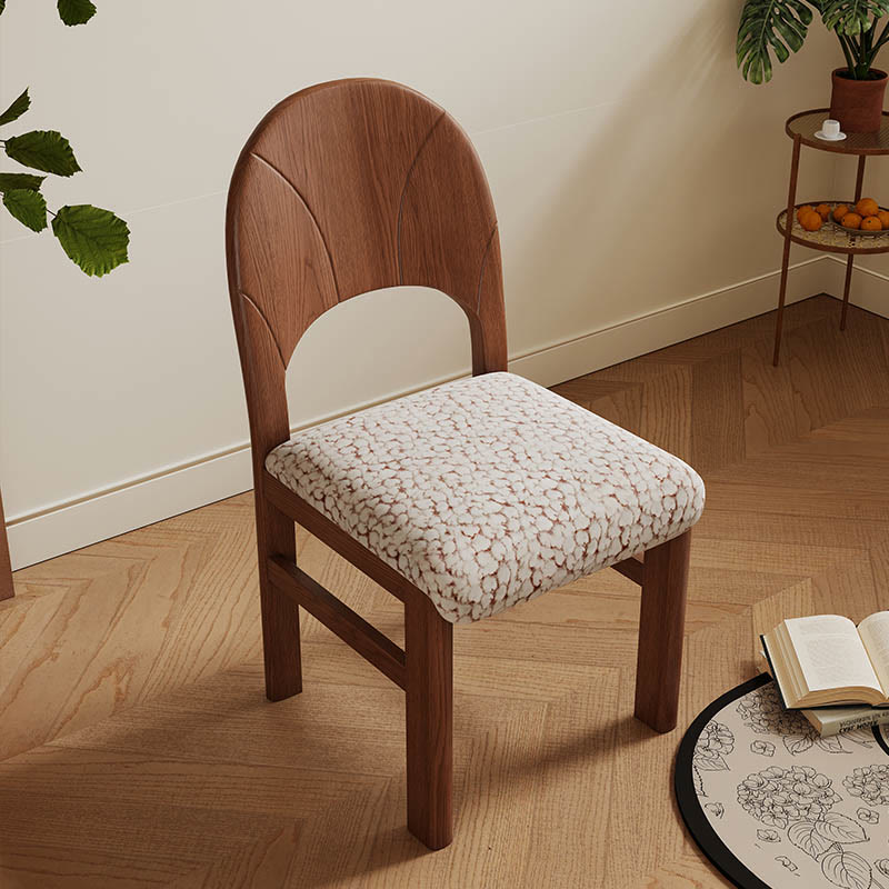 1x/2x Retro Style Solid Wood Backrest Dining Chair