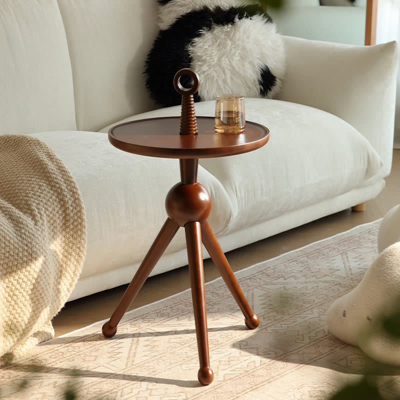 Solid Wood Round Small Side Table With Design Sense