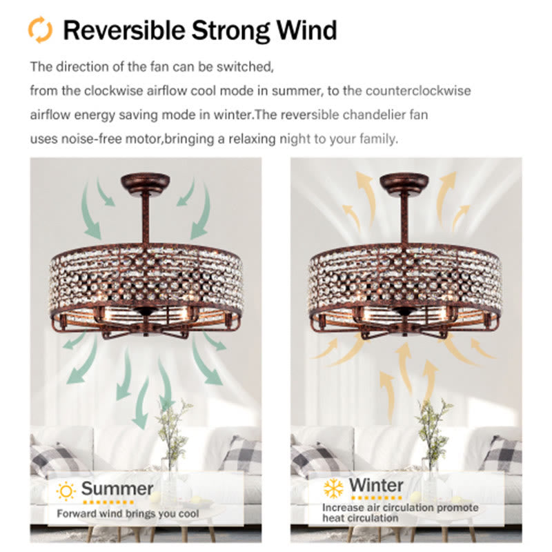 26.8 Crystal Shade Ceiling Fan With Remote Control