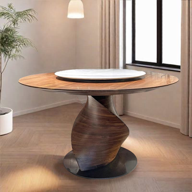 Walnut Shaped Design Round Dining Table