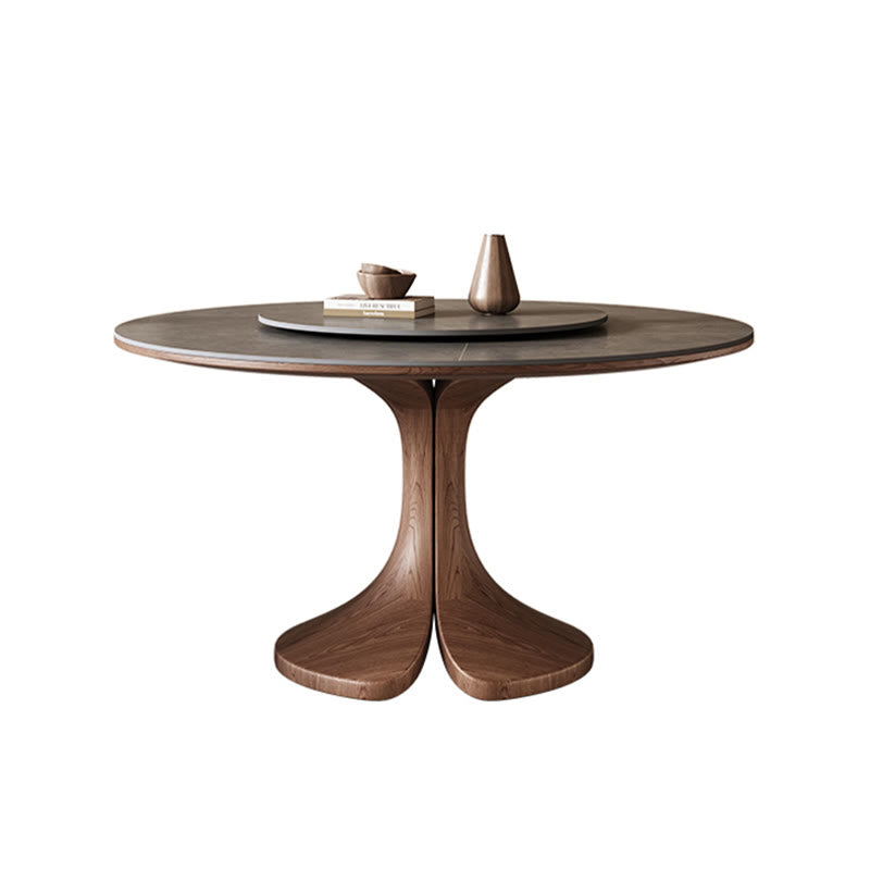 Walnut-modern Solid Wood Round Dining Table