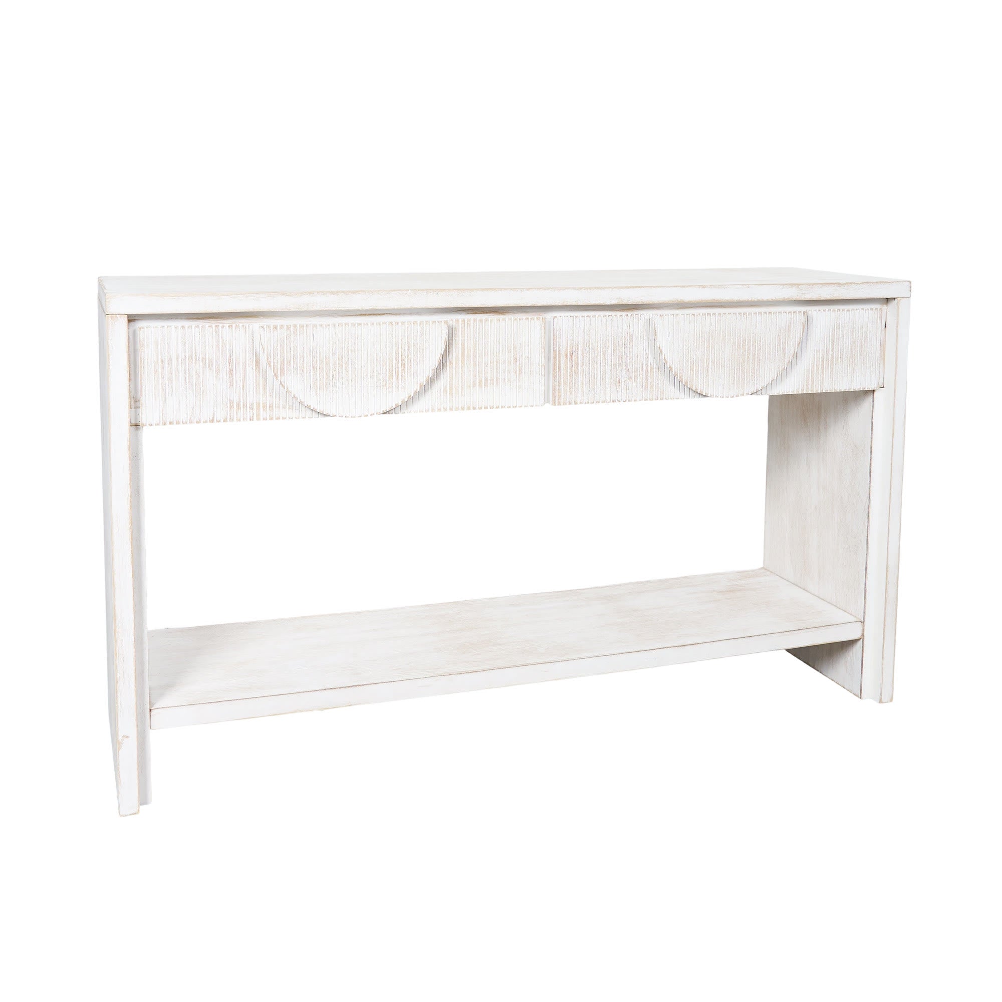 55.12  Wood Distressed Pattern Console Table Sofa Table With 2 Drawers