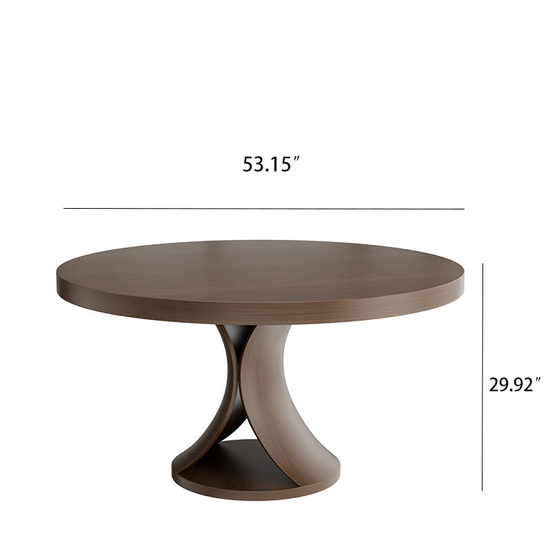 Solid Wood Round Mid-century Walnut Kitchen Room Dining Table Wood Chairs Set For 2/4/6