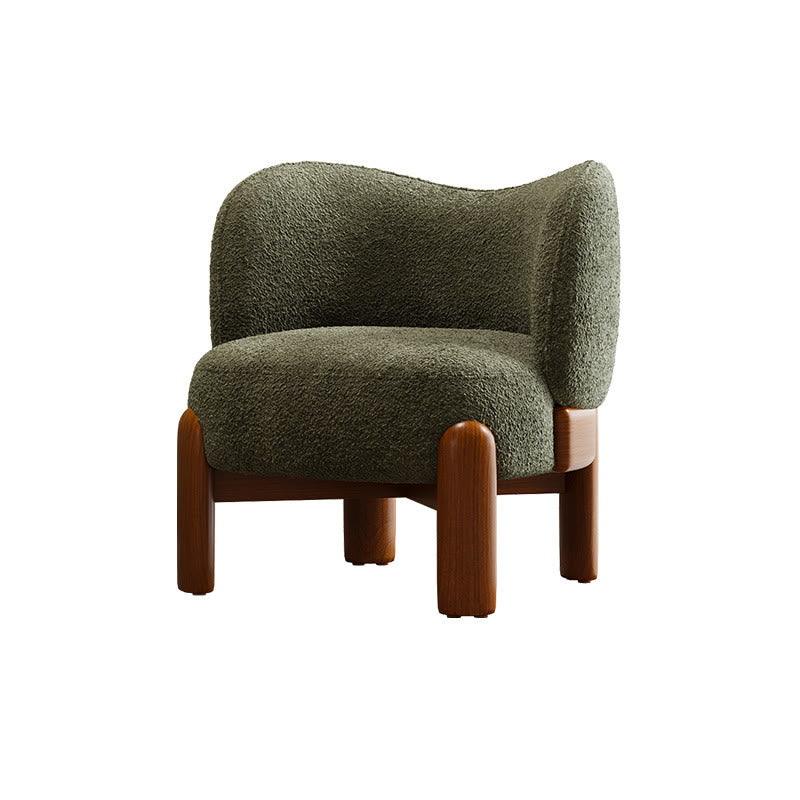 Single Chenille Fabric Solid Wood Accent Chair