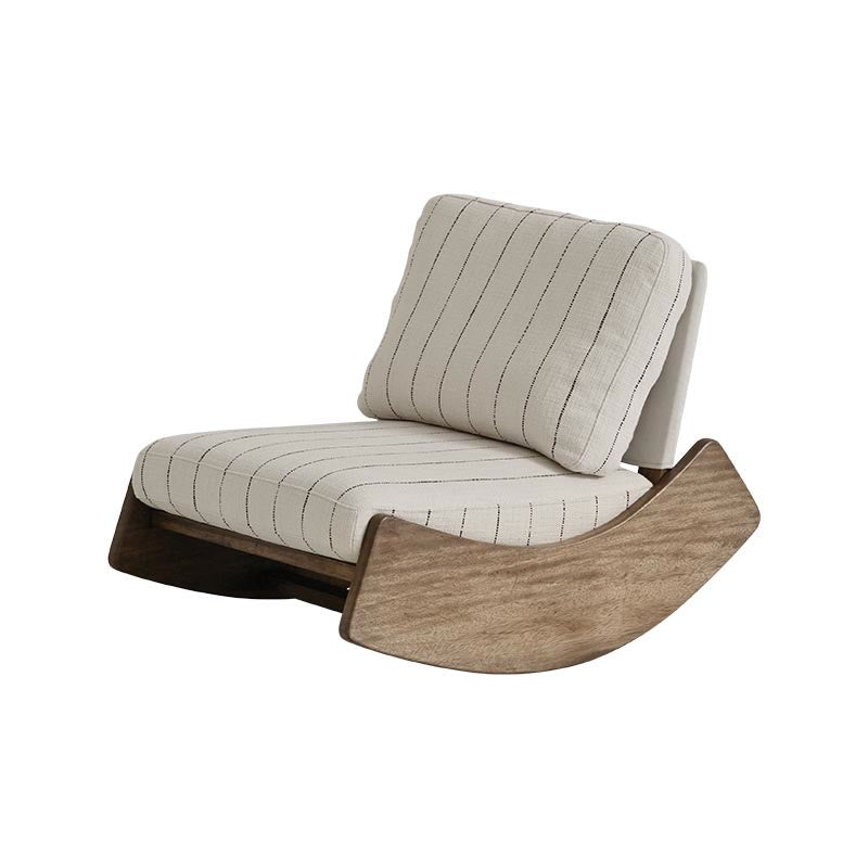Solid Wood Accent Chair With Striped Cotton Cushion