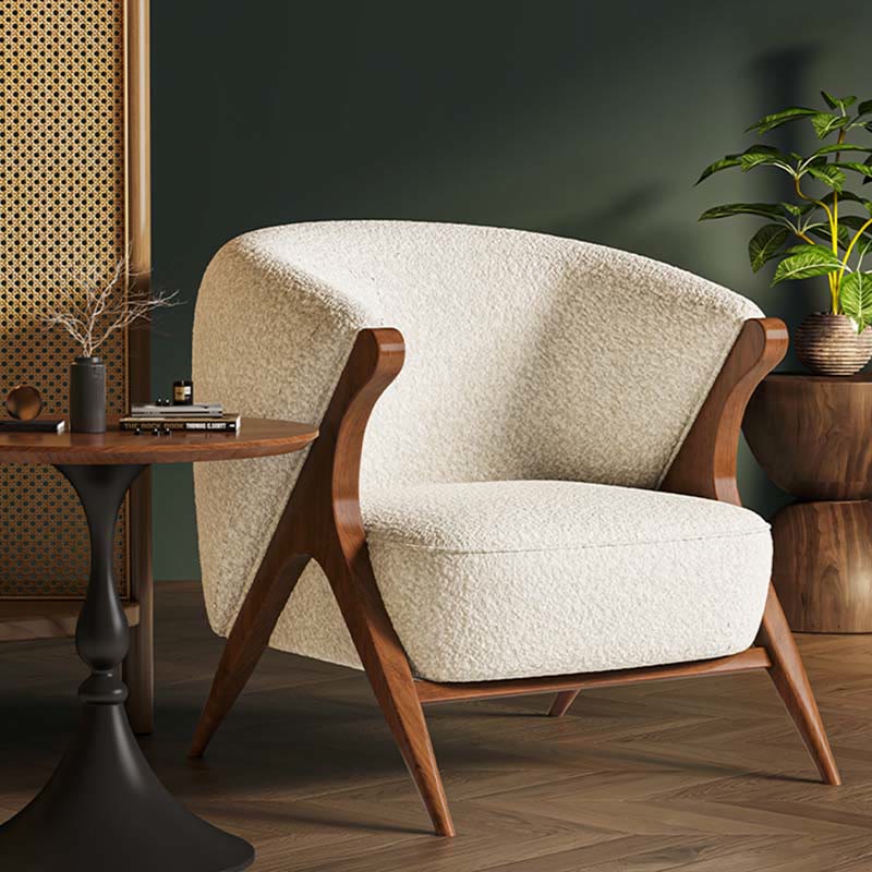 Single Vintage Solid Wood Sofa Accent Chair