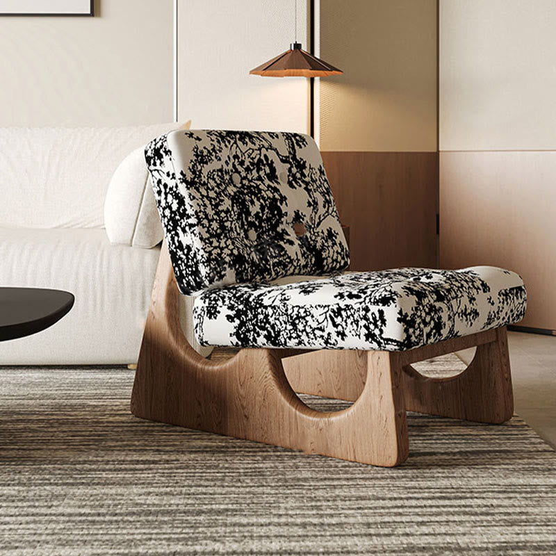 Mid-century Solid Wood Arched Base Accent Chair