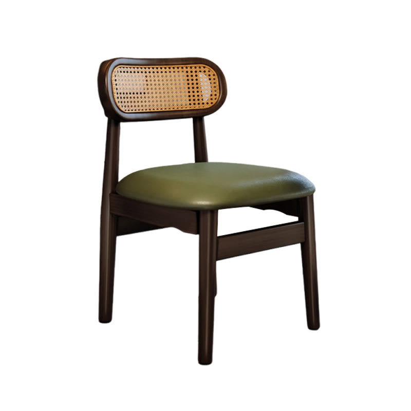 Solid Wood Resin Imitation Rattan Backrest Dining Chair