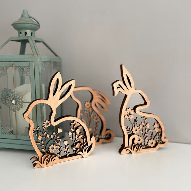 Easter Wooden Floral Bunny Home Decor Set