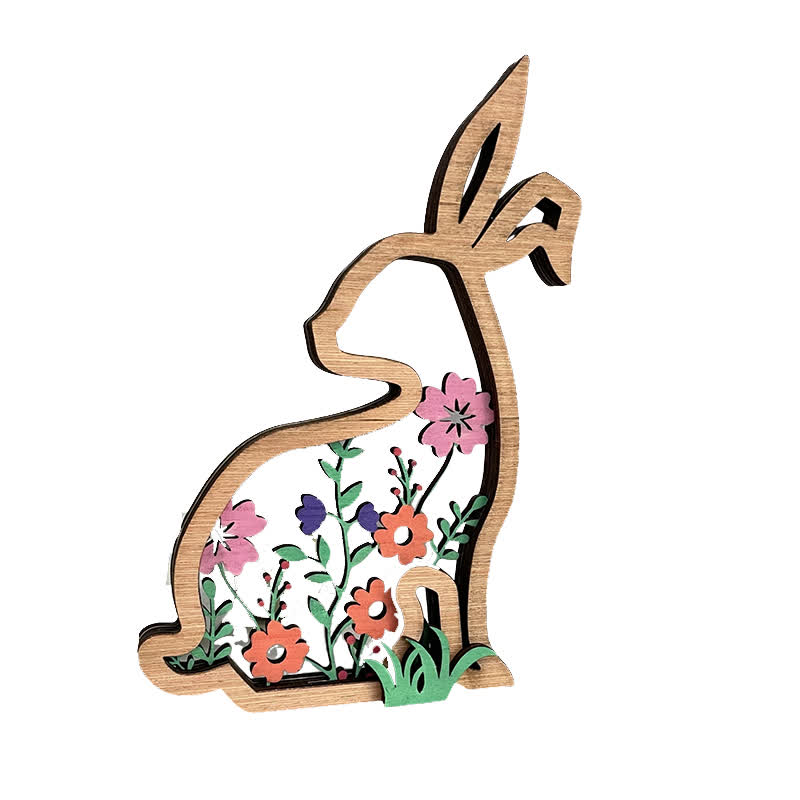 Easter Wooden Floral Bunny Home Decor Set