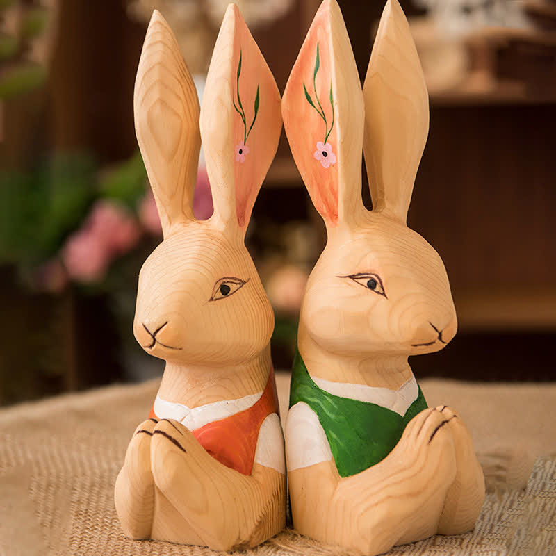 Easter Wood Carving Praying Bunny Ornament